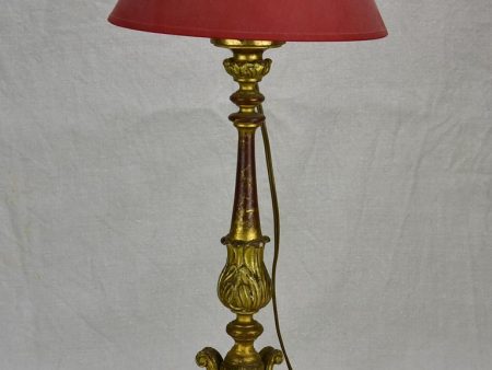 Antique French candlestick lamp - giltwood For Discount