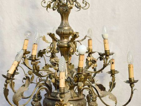 Large 12-light Italian tole chandelier 37¾  Hot on Sale