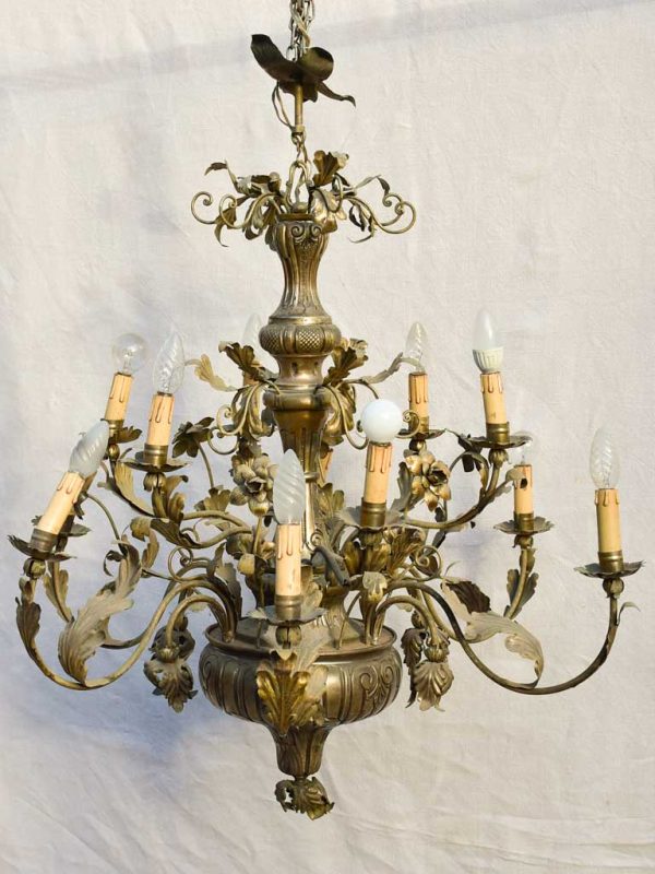 Large 12-light Italian tole chandelier 37¾  Hot on Sale