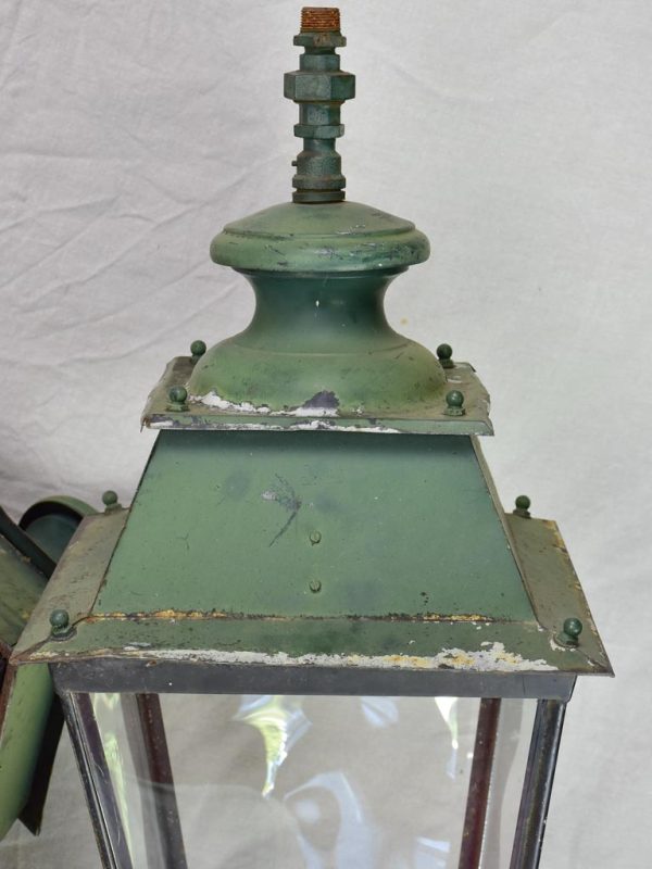 Pair of very large antique French lanterns with black and green patina Cheap