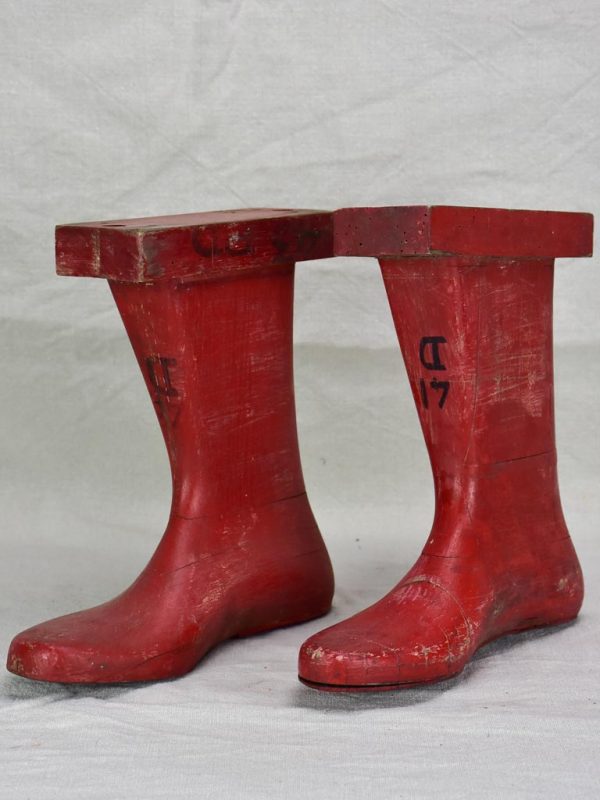 Antique French wooden boot molds - red Cheap