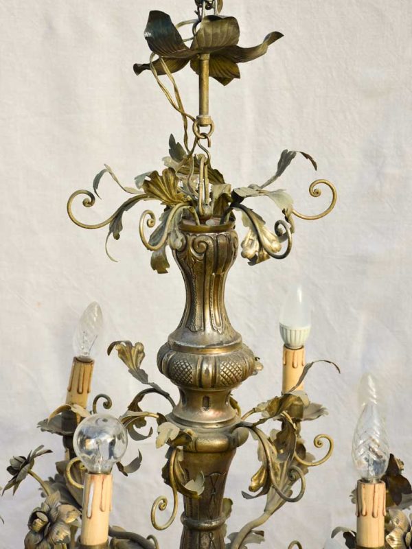 Large 12-light Italian tole chandelier 37¾  Hot on Sale