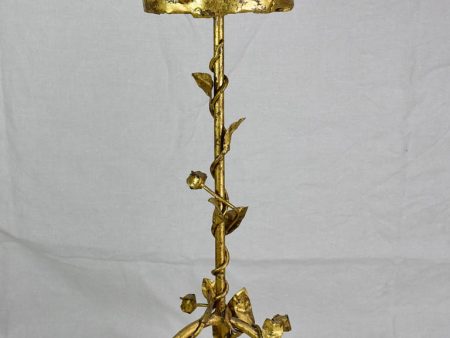 Mid century French baroque jardiniere  plant stand with gold patina and rose motifs Supply