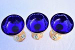 Collection of 3 cobalt blue hand-painted Italian prosecco glasses - early 20th-century 6¾  Online