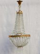 Mid century balloon-shaped semi-crystal and brass chandelier 27½  on Sale