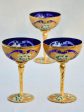 Collection of 3 cobalt blue hand-painted Italian prosecco glasses - early 20th-century 6¾  Online