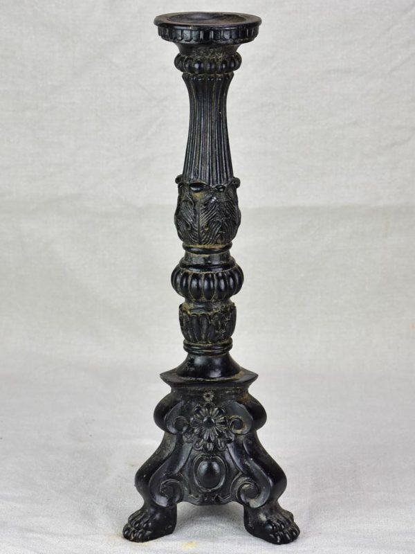 Antique candlestick with black paint finish 15¼  For Cheap