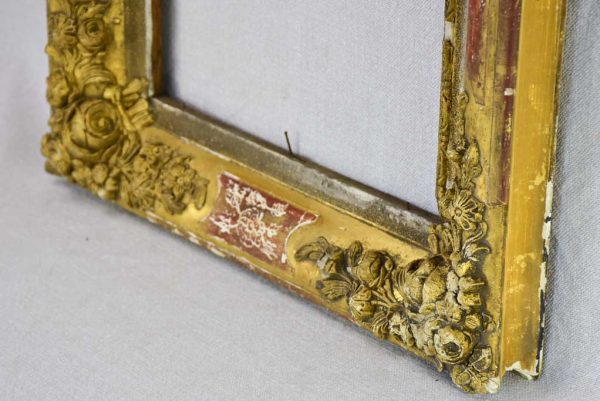 Rustic 19th Century French frame with pretty roses Sale