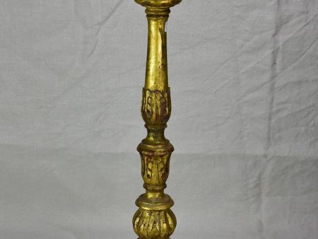 Large antique French candlestick lamp base - brown and gold 25½  Discount