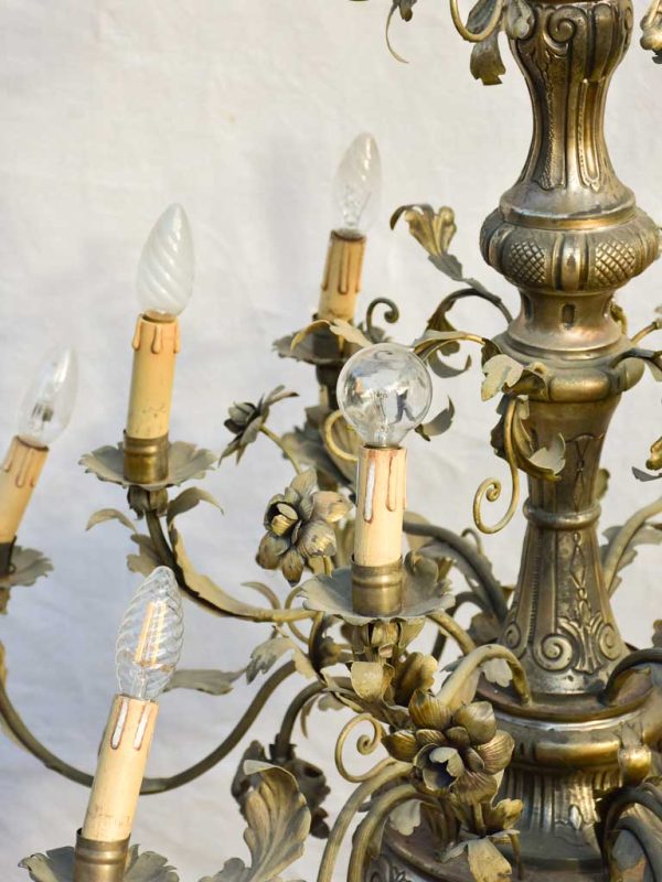 Large 12-light Italian tole chandelier 37¾  Hot on Sale