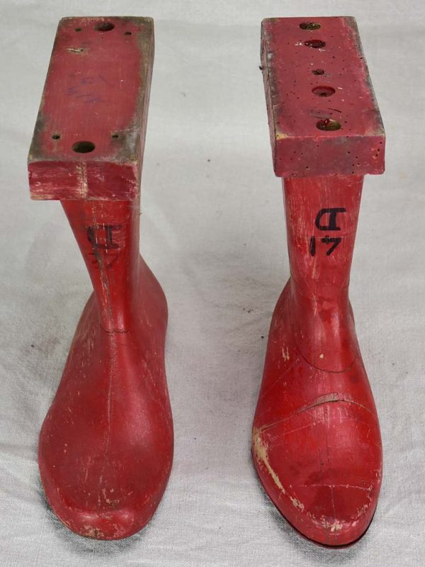 Antique French wooden boot molds - red Cheap