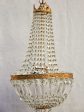 Mid century balloon-shaped semi-crystal and brass chandelier 27½  on Sale