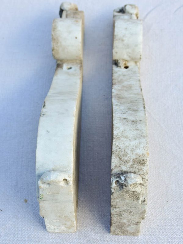 Pair of salvaged antique Italian Carrara marble elements 15¾  Online Sale