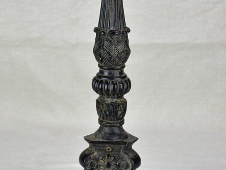 Antique candlestick with black paint finish 15¼  For Cheap