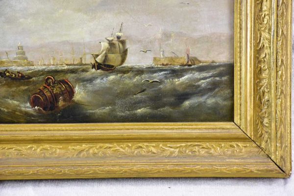 Victorian oil on canvas - marine scene signed E. Hayes 1854 19  x 15  on Sale