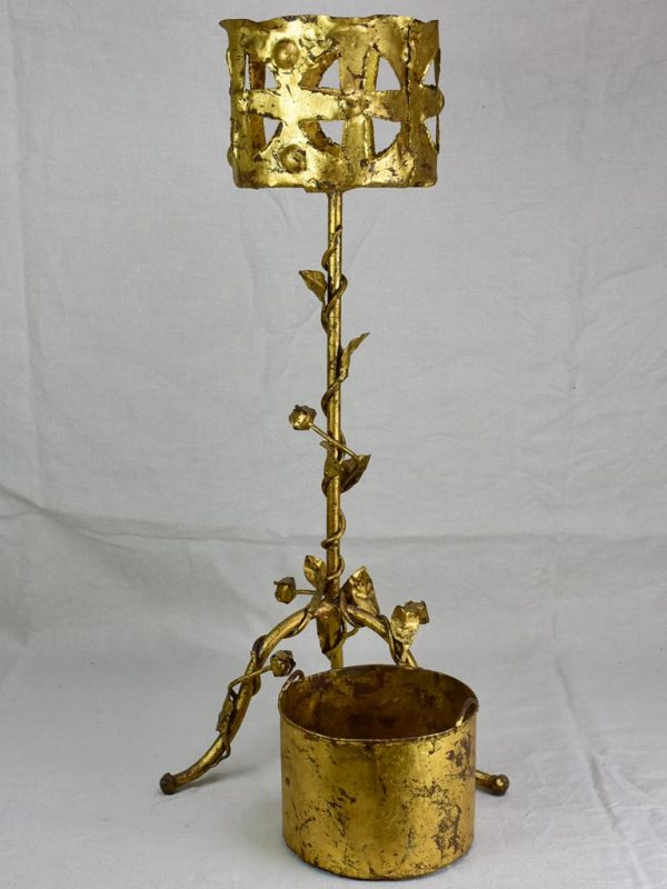 Mid century French baroque jardiniere  plant stand with gold patina and rose motifs Supply