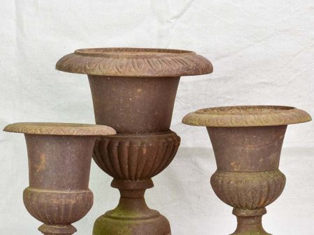 Three antique French cast iron Medici urns Online Sale