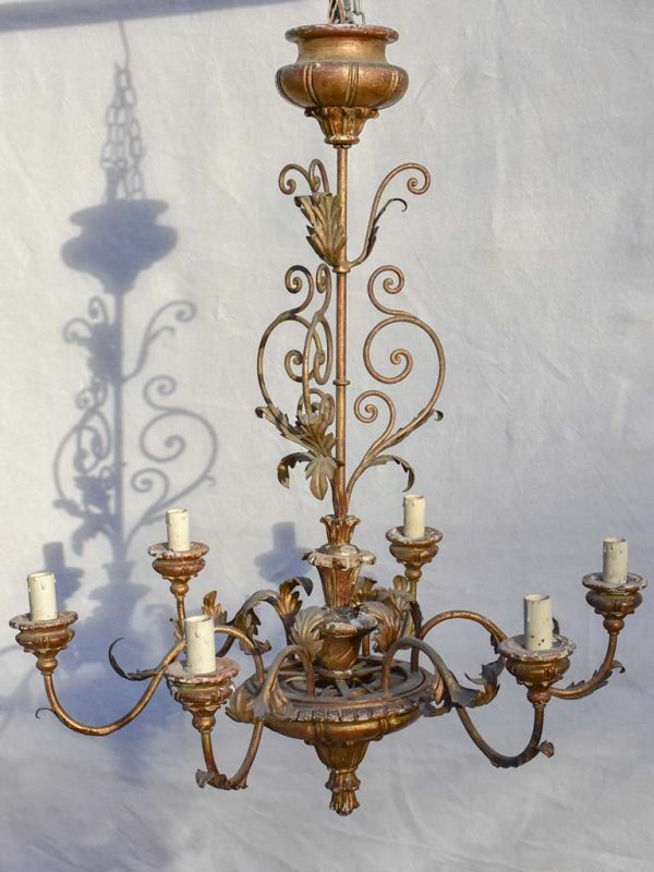 6-light Italian chandelier with leaf decorations 31½  on Sale