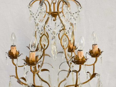 Pretty mid-century Italian crystal chandelier with 6 lights 27½  Online