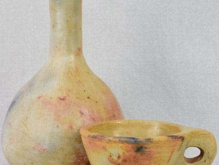 Two artisan-made ceramics made from wood-fired clay - vase and cup Online Sale