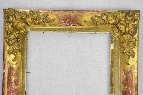 Rustic 19th Century French frame with pretty roses Sale