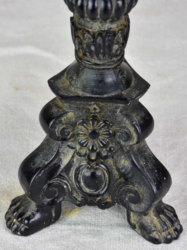 Antique candlestick with black paint finish 15¼  For Cheap