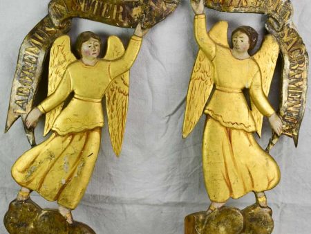 Two antique French gilded angels from a church 33½  Online Sale