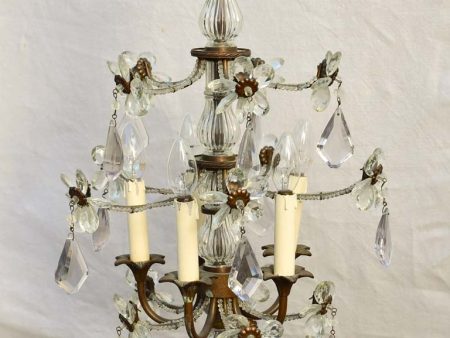 Mid-century Italian chandelier with 5 lights - clear and purple pendants 39½  Hot on Sale