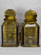 Two antique gold, red and blue wall lanterns 18½ Sale