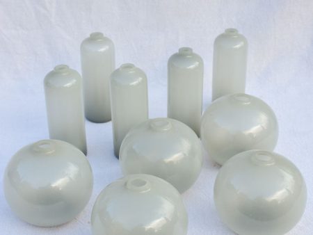 Collection of 10 Murano glass vases - opaque pale gray Online Sale