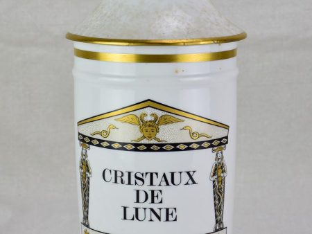 Antique French Limoges apothecary jar with lid - Cristaux de lune 11  Online now