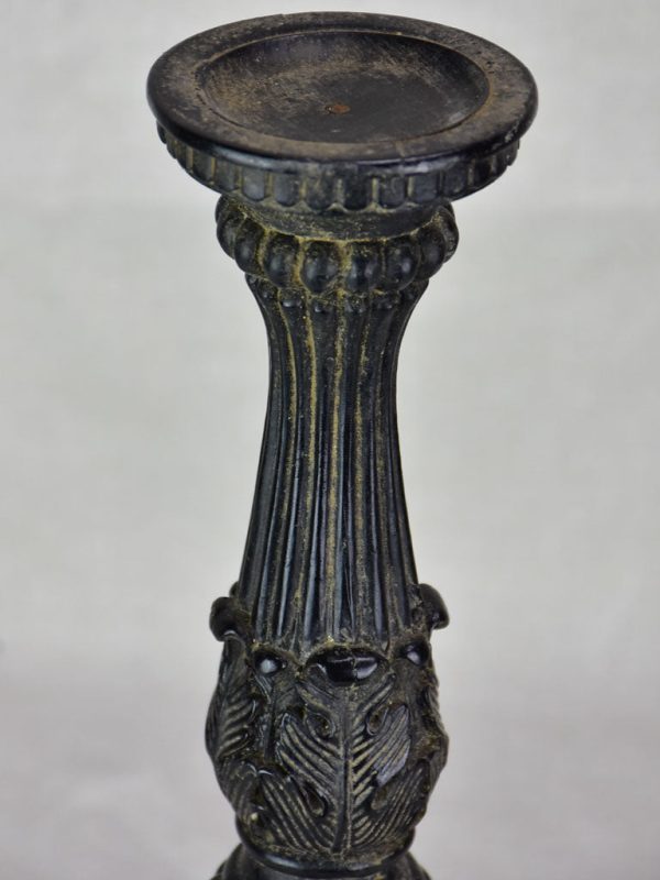 Antique candlestick with black paint finish 15¼  For Cheap