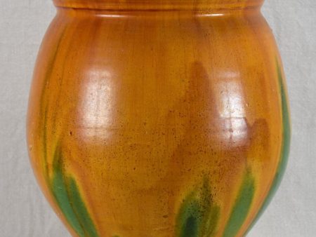 Very large confit pot   cache pot with orange and green glaze 15  Discount