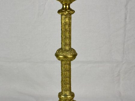 Large antique French candlestick - bronze, gold patina 22¾  Online now