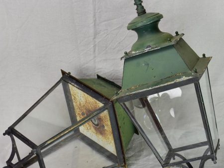 Pair of very large antique French lanterns with black and green patina Cheap