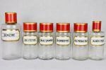 Collection of 6 French apothecary jars with porcelain labels - late 19th century For Sale