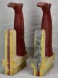 Large antique French wooden boot molds - red Sale