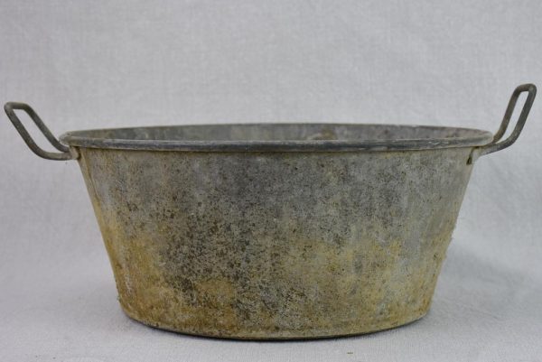 Collection of 4 rustic French zinc wash basins on Sale