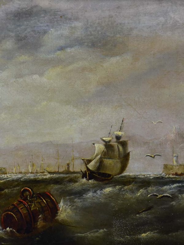 Victorian oil on canvas - marine scene signed E. Hayes 1854 19  x 15  on Sale