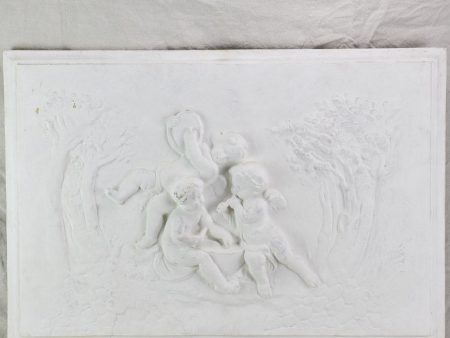 Large boiserie element   wall sculpture with cherubs 38½  x  26½  For Sale