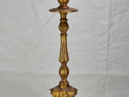 Large antique French candlestick lamp base with gold patina 28¾  Sale