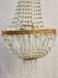 Mid century balloon-shaped semi-crystal and brass chandelier 27½  on Sale