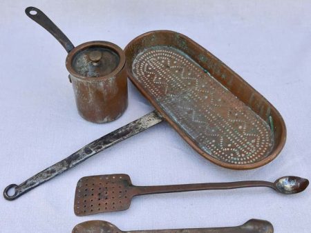 Collection of three 18th century French copper cooking tools Supply