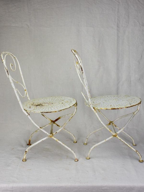 Pair of early 20th Century French children s folding garden chairs - white Cheap