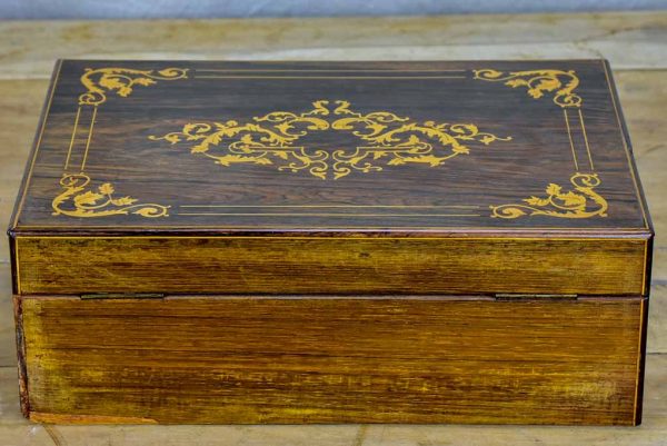 Antique French marquetry storage box on Sale