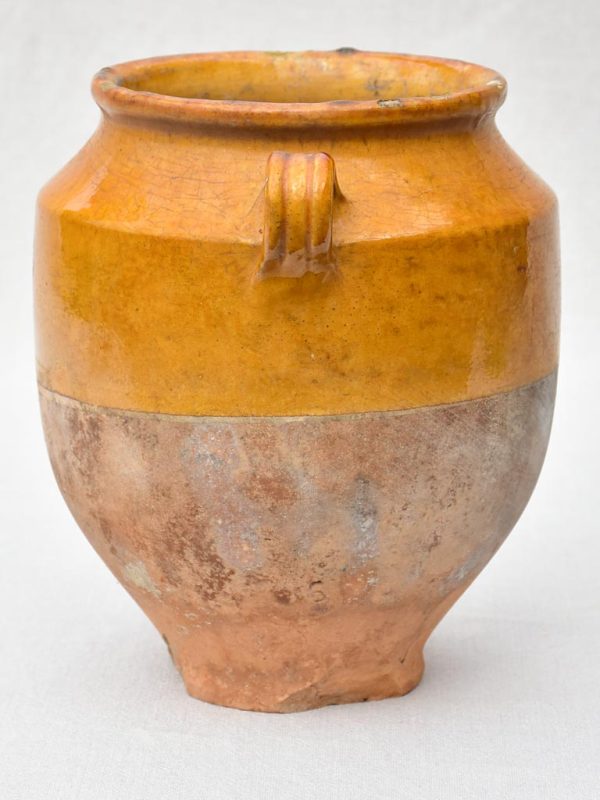 19th Century French confit pot with orange glaze 10¼  on Sale