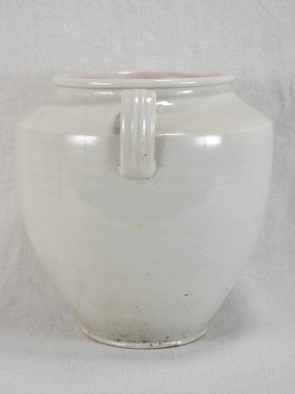 Antique French egg pot with white glaze - Martres Tolosane 10¾  Discount