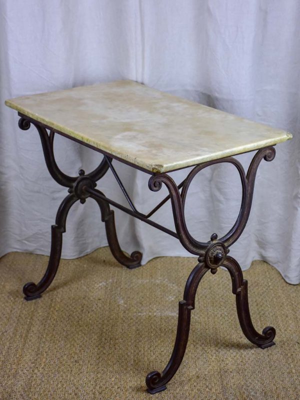 Antique French bistro table with marble top - rectangular on Sale