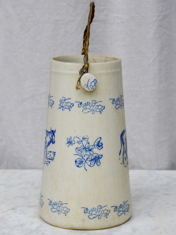 Antique French milk pitcher with cow and flowers Fashion