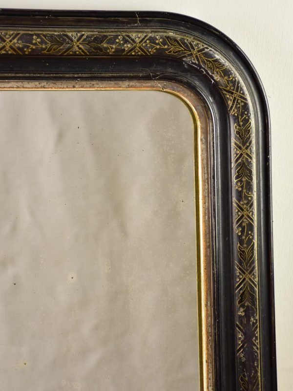 Napoleon III mirror with black decorative frame 22 x 29½  For Sale